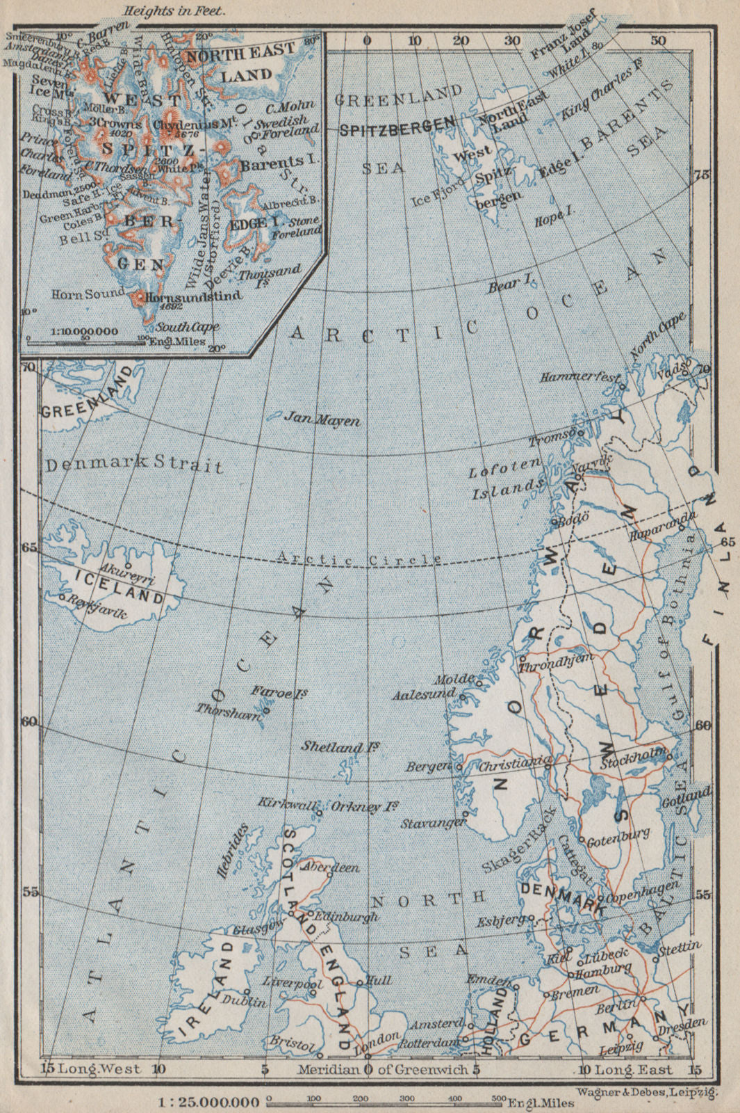 NORTHERN EUROPE. Norwegian Sea. Arctic Ocean. Spitsbergen. Scandinavia 1912 map